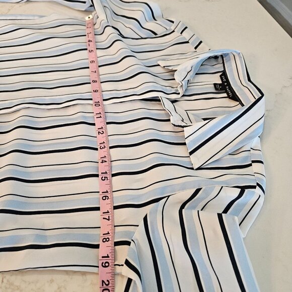 ZAC & Rachel Size Small Blue Stripe Button Down Long Shirt Soft Polyester Classi - Picture 6 of 7